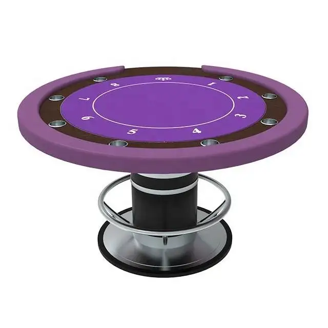 YH New Style 1.4M Casino Round Poker Table Single Legs Texas Holden MIni Gambling Poker Table With Water Cups