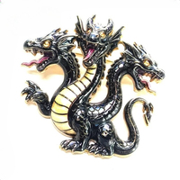 Broche émail Dragon à Trois Têtes, Épingle Métallique Vintage Dragon pour Vêtements, Chapeaux, Revers, Bijoux, Cadeau