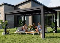Vente directe d'usine de pergola et de gazebo bioclimatique en aluminium imperméable pour l'extérieur avec design carré LED Dimensions personnalisées