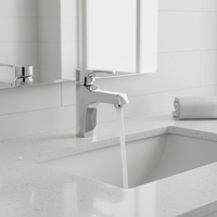 Robinet de lavabo moderne en laiton sans plomb, monocommande, entre-axes 4 pouces, à poser sur comptoir, avec débit contrôlé, anti-rayures, poli, chaud/froid