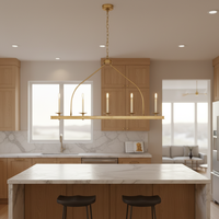 Lustre linéaire LED en laiton de style transitionnel de luxe pour îlot de cuisine, projet sur mesure, Launceton