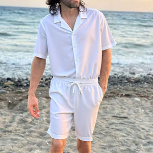 Men's Plus Size Sports Shorts <b>Sets</b> Slim Fit Breathable 100% Cotton Short Sleeve T-Shirt High Street Style for Summer Casual - Product Image 6