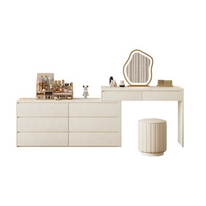 Meubles de chambre à coucher moderne beau design pas cher longue lumière LED maquillage coiffeuse avec miroir et tiroirs - Product Image 5