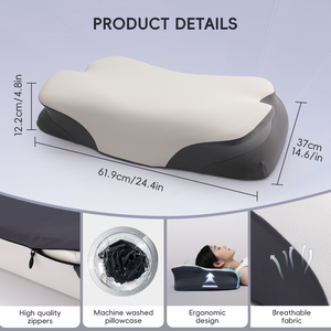 Bantal tidur ergonomis di sisi baru, bantal ortopedi busa memori serviks dengan sarung bantal yang dapat dilepas - Product Image 4