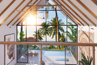 Maison triangulaire en acier CXYZ25-243, étanche et écologique, 1 chambre, de luxe, pour vacances à la plage, bâtiment préfabriqué