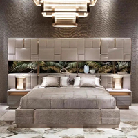 Meubles italiens pour chambre à coucher, lit double, luxe léger, villa privée, lit sur mesure haut de gamme en cuir, lit à grand écran