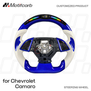 Volant de direction personnalisé en fibre de carbone bleue avec LED pour Chevrolet Camaro 2016-2026 ZL1 1LE 1SS 2SS Coupé, accessoires de voiture - Product Image 2