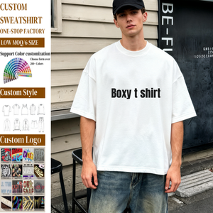 เสื้อยืดผู้ชาย TKAN435 แบบสั่งทำ ผ้าฝ้าย 100% เนื้อหนา พิมพ์โลโก้ตามสั่ง ไซส์อเมริกา ขายส่ง เสื้อยืดทรงบ็อกซี่โอเวอร์ไซส์สำหรับผู้ชาย - Product Image 1