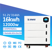 Batterie de stockage d'énergie solaire PV tout-en-un empilable SAMAS ESS Lifepo4 51,2 V 16 kWh avec onduleur hybride