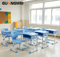 Ensemble table et chaise d'étude individuelle Guangwei moderne, écologique et durable, réglable en hauteur pour école primaire, mobilier de classe