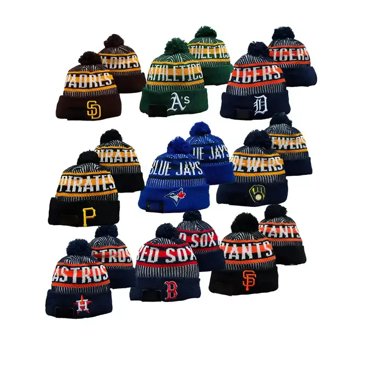 new baseball beanie hat embroidery sport football Winter knitted hat for 30 teams