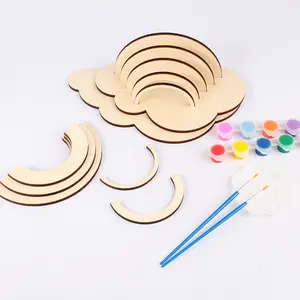 DIY kit de pintura arco-íris de madeira cortado a laser para crianças presentes de aniversário artesanato