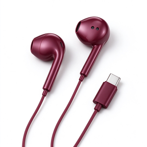 Écouteurs filaires semi-intra-auriculaires de type C bordeaux, son stéréo stable, pour un usage quotidien avec les téléphones mobiles de type C - Product Image 5