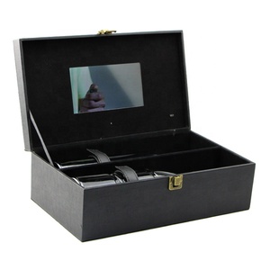 Bán buôn sang trọng tùy chỉnh rượu vang đỏ Hộp Quà Tặng 7 inch LCD hiển thị làm bằng PU video giấy sang trọng chai rượu vang hộp với phong cách tùy chỉnh - Product Image 4