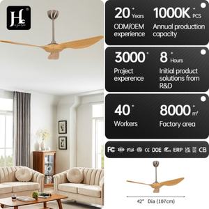 Ventilador de techo decorativo comercial de estilo nórdico, 3 aspas de madera maciza con control remoto, ventilador de techo - Product Image 4
