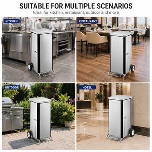 Commercial Mobile Waste Bag Trolley with Pedal Lid Heavy-Duty 100L Mobile Waste Bin Trolley for Hotel & Restaurant Supplies - Product Image 5
