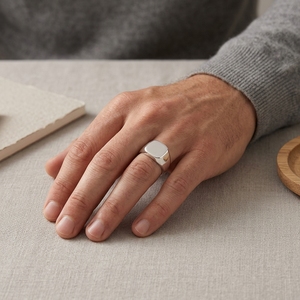 Custom Laser Engraved LOGO Square Blank Stamp <strong>Ring</strong> 925 <strong>Sterling</strong> <strong>Silver</strong> Signet <strong>Ring</strong> <strong>Men</strong> - Product Image 4