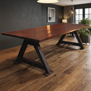Modern Industrial Vintage Design Cast Iron Metal <b>Legs</b> Rectangle 6-Seater Folding Dining <b>Table</b> for Villa's Living Room Furniture - Product Image 3