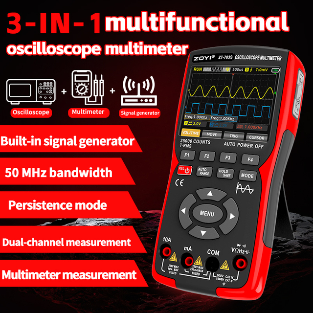 ZOYI ZT-703S Oscilloscope Multimeter ,2 Channel Digital Oscilloscope with Multimeter Digital Oscilloscope Price signal Generator