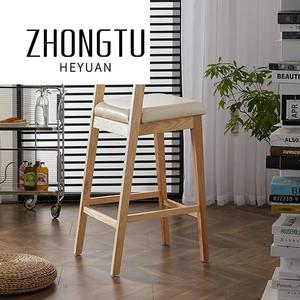 Hiện Đại Bằng Gỗ Quán Cà Phê Cửa Hàng Da Đệm Cao Nhà Bếp Nhà Hàng Bằng Gỗ Quầy Bar Phân Ghế Ăn Đặt - Product Image 6