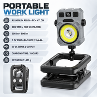 Wiederaufladbare COB-LED-Arbeitsleuchte 6000K Weiß 500lm 800lm Freihändige Clip-Rotationslampe für Autoreparatur und Werkstatt
