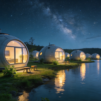 Maison de villégiature en acier léger en aluminium pour l'éco-tourisme avec cuisine et salle de bain, location de vacances, villa