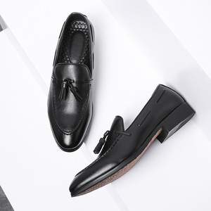 Chaussures en cuir véritable pour hommes, style britannique, tendance, formelles, à lacets, bout pointu, Derby, mariage, automne, motif uni, confort - Product Image 4