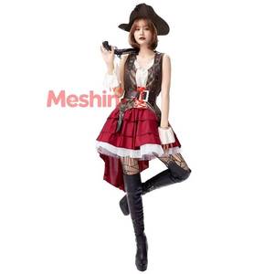 MS Halloween Cosplay <b>Split</b> Vest Pleated Tuxedo <b>Skirt</b> Adult Female Somali Pirate Costume - Product Image 1