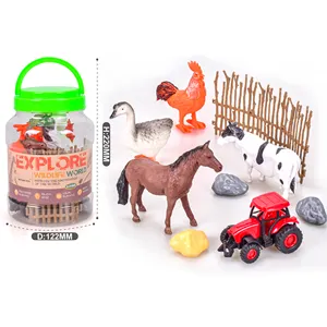 Çiftlik hayvan modeli oyuncak 3d gerçekçi Mini hayvan modelleri at tavuk köpek plastik Model hayvanlar küçük oyuncak çocuk hediye için