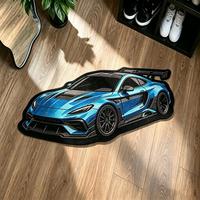 Tapis touffeté en forme de voiture de sport, tapis de sol moelleux de forme irrégulière personnalisée, tapis de décoration pour la maison, pour salon, chambre à coucher, ou cave à bière