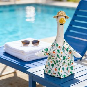 Clothes <b>Summer</b> Hawaiian Shirt Outfit for 23In Cement Goose Statue Beach Outdoor Patio Yard Lawn Art <b>Decoration</b> - Product Image 4