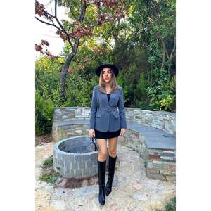 Blazer Ahumado para Mujer con Cinturón y Solapas con Bolsillos, Tejido de 380 g/m² - Product Image 4