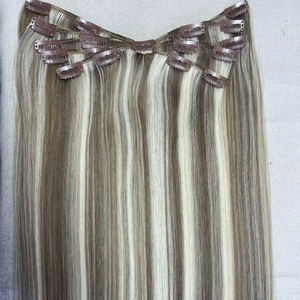 Extensiones de Cabello 100% Humano con Clips Tipo <span class=keywords><strong>Pulpo</strong></span>/Araña, Calidad de Salón, Invisibles, Doble Trama, Cabello Virgen - Product Image 1