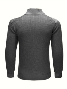 Personnaliser hommes logo hiver tricots à manches longues pull décontracté avec fermeture éclair tricots pur coton pull pour hommes - Product Image 6