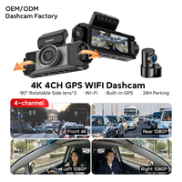 Kamera Dash Cam 4K 4 Lensa Kontrol Aplikasi WiFi Perekam Video Mobil Sistem Kamera DVR Mobil 4K Rekam Depan Belakang Kiri Kanan Kartu TF 512GB
