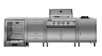 Vermonhouzz Ensemble de cuisine modulaire en acier inoxydable avec barbecue intégré et évier