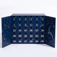Boîte de calendrier de l'avent de Noël bleu marine, personnalisée, avec 30 petits tiroirs, emballage cadeau en papier pour chocolats et bonbons