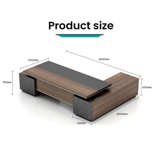 Bureau Minimaliste en Bois Marron 2025 – Nouveau Modèle de Bureau Debout avec Base pour Direction, Rangement Intelligent et Prêt pour Chargeur Sans Fil - Product Image 2