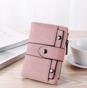 High Quality PU Leather Women's Classic <b>Wallet</b> Slim <b>Zipper</b> Closure Short Polyester Lining Hot Sales Patterned Men's <b>Wallets</b> - Product Image 5