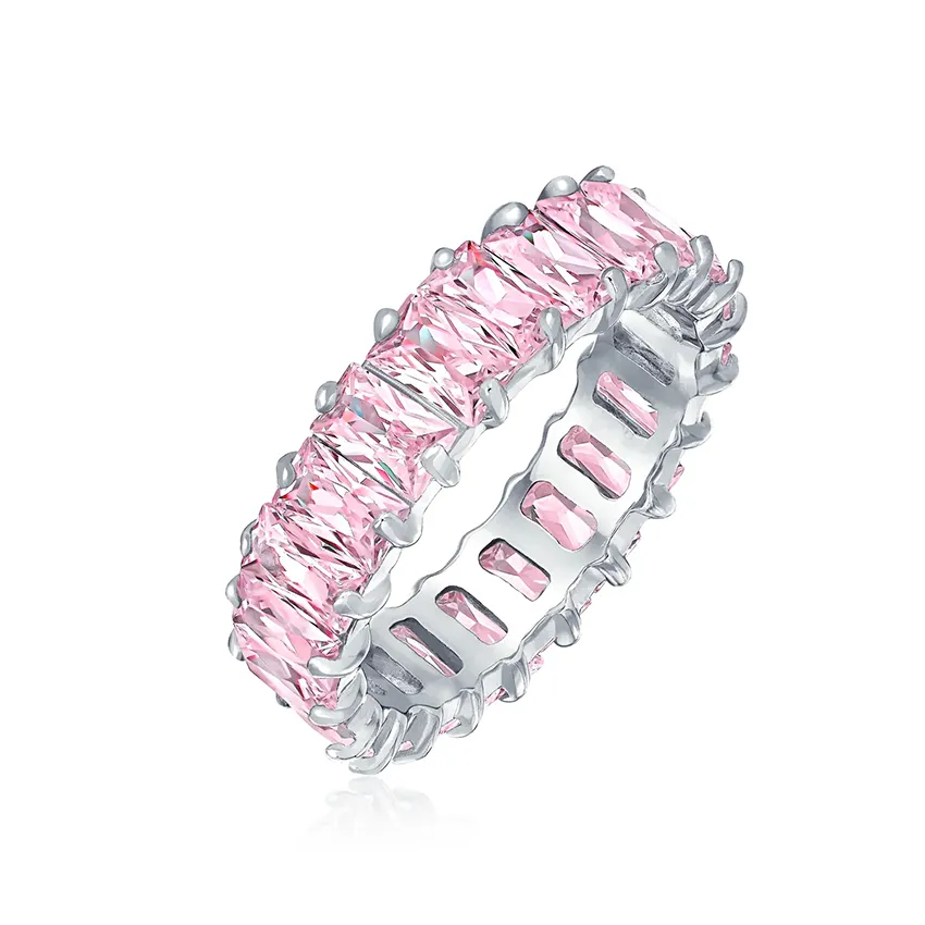 Wholesale Custom Fashion Jewelry Women Accessories 925 Sterling Silver Casual Rings Jewelry For Women With Pink Zircon Ring