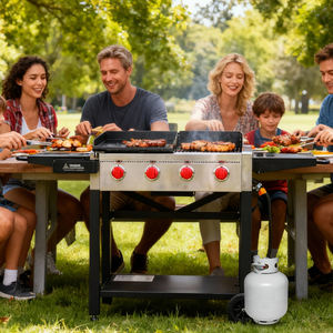 Grill Teppanyaki portable à 4 brûleurs pour usage commercial en extérieur, grill au propane pour usage intérieur en vente - Product Image 4