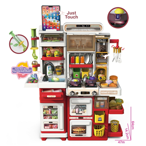 Ensemble de <span class=keywords><strong>cuisine</strong></span> 66 cm avec jouets pour enfants, jeu de <span class=keywords><strong>cuisine</strong></span> avec eau courante, enregistrement sonore, éclairage et argile colorée - Product Image 5