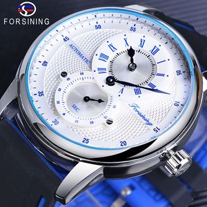 FORSINING 366 Mode Squelette Automatique Mouvement Mécanique Montre Pour Hommes Bracelet En Silicone 6 Couleurs Montre <span class=keywords><strong>Horloge</strong></span> Mécanisme - Product Image 6
