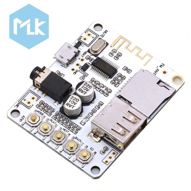 MLK Audio Receiver Board with USB TF Card Slot Decoding Playback Output A7-004 5V 2.1 Wireless Stereo Music Module