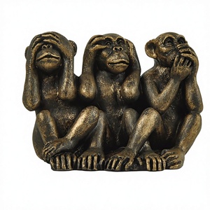 Estatua Duradera de los <span class=keywords><strong>Tres</strong></span> <span class=keywords><strong>Monos</strong></span> <span class=keywords><strong>Sabios</strong></span> de 2.17'' (No oyes, no ves, no hablas mal) Pintada a Mano en Resina para Decoración Navideña del Hogar - Product Image 3