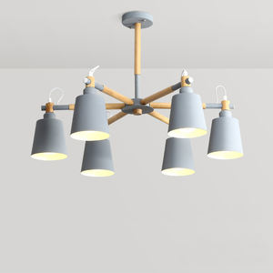 Lustre en <span class=keywords><strong>bois</strong></span> Macaron intérieur moderne nordique pour salon éclairage à <span class=keywords><strong>Suspension</strong></span> multitête taille de lampe moyenne à hauteur réglable - Product Image 5