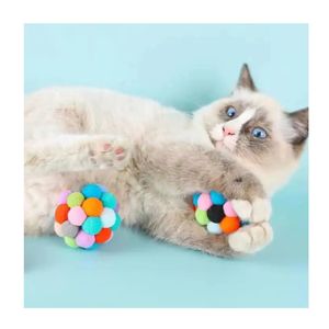 Factory Wholesale Price With Bells to Sound Seven Colorful <b>Plush</b> Ball Handmade Dog Cat Interactive Toy Pet Toys - Product Image 2