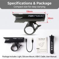 Luz LED para Bicicleta RTS de Alta Calidad, 200 Lúmenes, Recargable Tipo-C, Faro Delantero Portátil para Ciclismo Nocturno, Material ABS