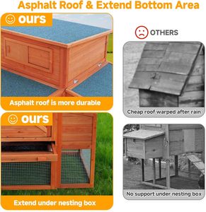 <b>Large</b> Luxury Modern Chicken Coop Outdoor Wood <b>Frame</b> Waterproof Closure Nesting Box Run Eco-Friendly - Product Image 6