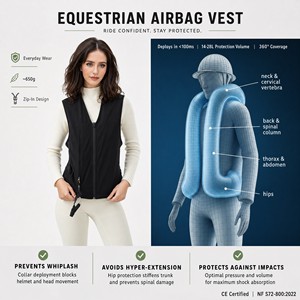 Sistema de cartucho de chaleco airbag ecuestre impreso fiable con inflado rápido, protección segura, anti-UV y transpirable para jockey y jinetes - Product Image 2